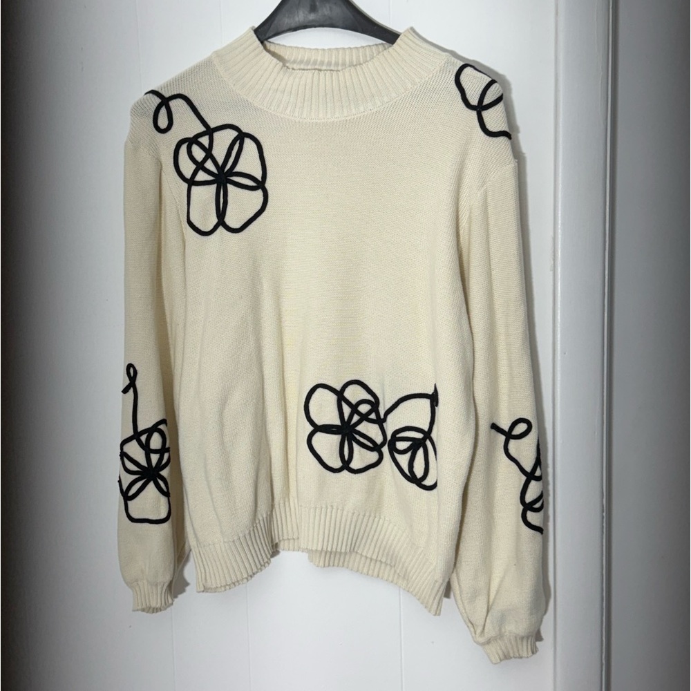 Maude Vivante Floral Appliqué Knit Sweater NWOT